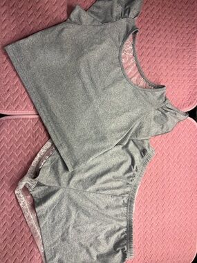 Women’s Heather Gray Lace-Trim Sleep Set - Top & Shorts